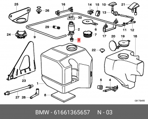 Прокладка BMW 3 насоса омывателя стекла ветрового OE 61 66 1 365 657 BMW