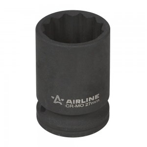 Головка ударная торцевая 3/4 DR двенадцатигранная 27 мм L=56 мм (ATAS811) ATAS811 AIRLINE
