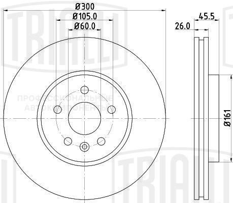 Диск торм. перед. Opel Mokka (12-) d300 (DF210207) DF 210207 TRIALLI