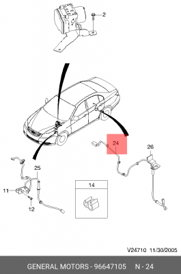 КАБЕЛЬ СИСТЕМЫ АБС 96647105 GENERAL MOTORS