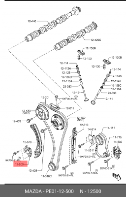 Натяжитель цепи ГРМ MAZDA CX-3 OE PE01-12-500 MAZDA