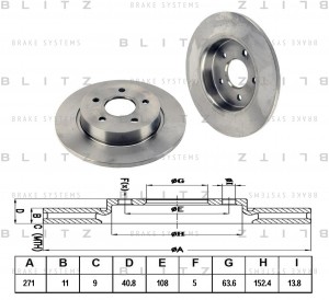 Диск тормозной задний FORD Focus 11- BS0331 BS0331 BLITZ