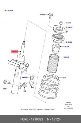 Амортизатор FORD Focus (04-11),C-Max передний газовый комплект (2шт.) OE 1919323 FORD