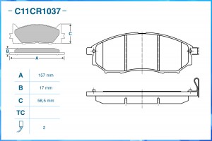 Тормозные колодки передние Low Metallic C11CR1037 C11CR1037 CWORKS