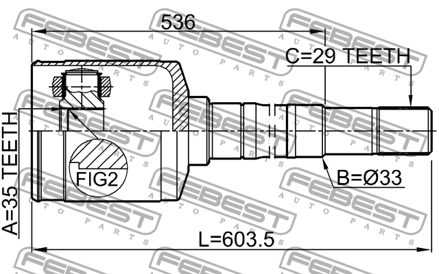 ШРУС внутр правый NISSAN X-TRAIL T31 0211-QR25MTRH 0211-QR25MTRH FEBEST