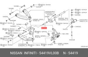 БОЛТ С ШЕСТИГРАННОЙ ГОЛОВКОЙ 54419-VL00B 54419-VL00B NISSAN