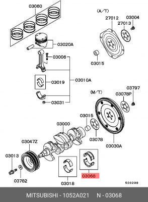 Подшипник коленвала центральный 1052A021 MITSUBISHI