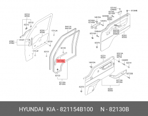 Уплотнитель двери HYUNDAI Porter нижний OE 821154B100 HYUNDAI KIA