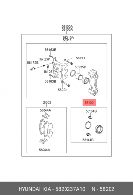 РЕМКОМПЛЕКТ ЗАДНЕГО СУППОРТА HYUNDAI-KIA (5820237A10) 5820237A10 MOBIS