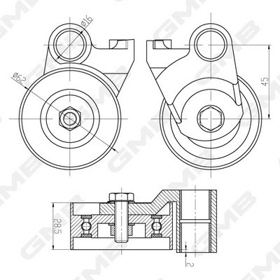 Ролик ГРМ TOYOTA Land Cruiser (02-) натяжителя GMB GT90210 GMB