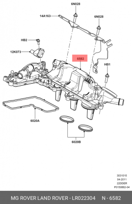 крышка клапанная!\ Land Rover Freelander 12 LR022304 LAND ROVER
