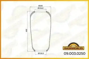 Пневморессора Premium без стакана и крышки (чулок) 916N MAN Bus — 3 года безусло 090030250 SONDER