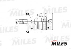 ШРУС наружный FIAT PUNTO 1.4 05- (GKN 304613) GA20094 GA20094 MILES