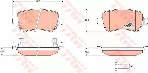 Колодки задние OPEL ASTRA G, H GDB1515 GDB1515 TRW