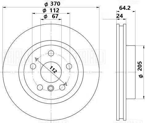 Диск торм. BMW 7 (G11) (17-)/X5 (G05) (18-) зад. d=370 (M-sport) (окраш.) (DF 24 DF240120 TRIALLI
