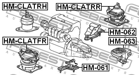 опора двигателя задняя AT!\Honda Accord 02-08 HM-CLATRR FEBEST
