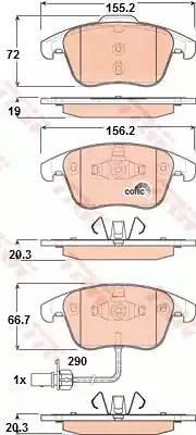 Колодки передние AUDI A4 (B8), A5 (8T_, 8F_) GDB1814 GDB1814 TRW