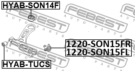 Сайлентблок рычага задний HYUNDAI TUCSON, KIA SPORTAGE 2015- HYAB-SON14F HYAB-SON14F FEBEST