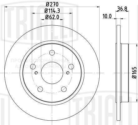 Диск торм. Toyota Corolla (06-)/Auris (06-) зад. d=270 (окраш.) (DF 190108)  2шт DF 190108 TRIALLI