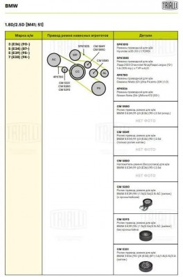 Ролик привод. ремня для ам BMW 3 (91-) 1.6,1.8,2.5,3.0,3.2 (CM 5331) CM 5331 TRIALLI