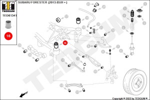 TED61341 Сайлентблок балки задней подвески (Спереди) Лев/Прав SUBARU FORESTER 2. TED61341 TEDGUM