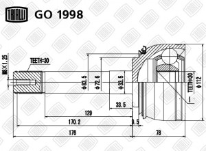 ШРУС Toyota Land Cruiser 100 (98-) 4.2TD/4.7i (наруж.) (GO 1998) GO 1998 TRIALLI