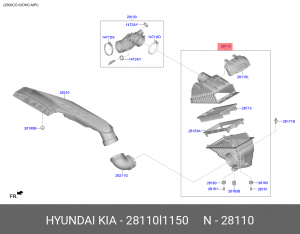 Фильтр воздушный KIA K5 (20-) (2.0) в сборе OE 28110L1150 HYUNDAI KIA