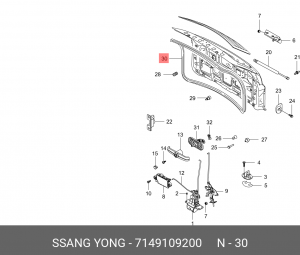 Уплотнитель двери SSANGYONG Kyron (05-) задка OE 7149109200 SSANG YONG