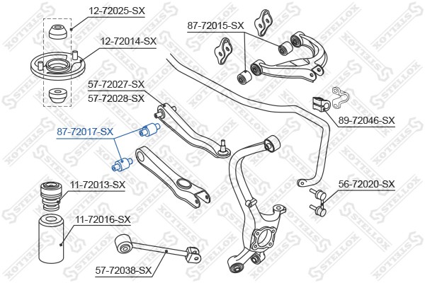 сайлентблок зад. рычага внутр.!\ Mitsubishi Galant all 92-96/Eclipse 95> 87-72017-SX STELLOX