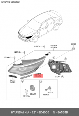 92143D4000 BRACKET-FR BUMPER COVER,RH 92143D4000 HYUNDAI