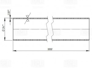 Труба глушителя прямая (d=54х1.5, L=1000 мм) алюминизированная сталь EMC 0154 TRIALLI