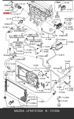 НАСОС ВОДЯНОЙ СИСТЕМЫ ОХЛАЖДЕНИЯ  LF9415100A LF94-15-100A MAZDA