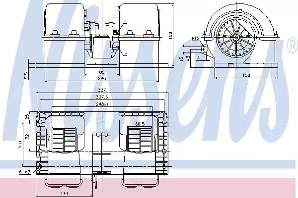 электродвигатель отопителя! в сборе \VOLVO FM9, FM12, FMX 87132 NISSENS