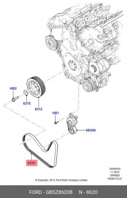 ремень поликлиновой! 6PK1138\ Ford Explorer GB5Z-8620-B FORD