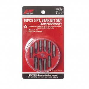 Набор бит 1/4" TORX ТS08-TS50 10 предметов в боксе JTC JTC-5362 JTC TOOLS