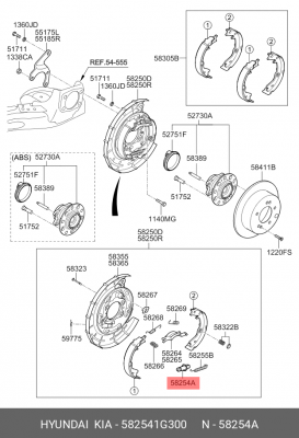 регулятор установочный тормозных колодок!\ KIA Rio 05>/Hyundai Accent 05> 582541G300 HYUNDAI
