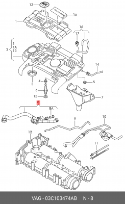 к-т патрубков!\ VW Golf VI 09-12 03C 103 474 AB VAG