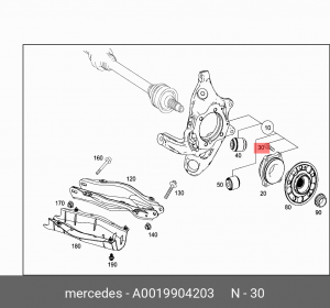 болт! ступицы задней M10x41 внешний Torx\ MB A 001 990 42 03 MERCEDES BENZ