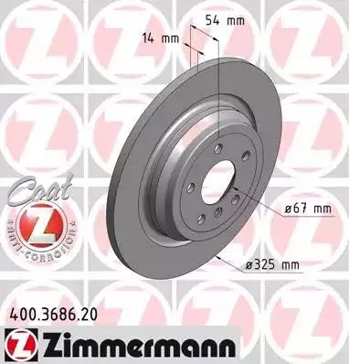 диск тормозной !задн. 325x14/54-5x112 \ MB W166 2.5/3.5i/CDi 11> 400.3686.20 ZIMMERMANN