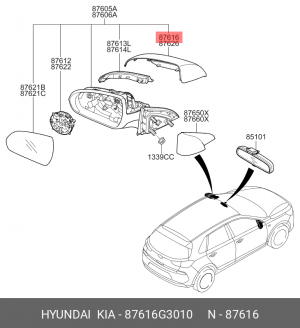 КРЫШКА ЗЕРКАЛА ДВЕРИ 87616-G3010 87616G3010 HYUNDAI KIA