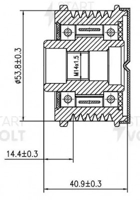 Шкив с обгонной муфтой генер. для а/м Citroen C-Elysee (12-) 1.2i/1.6i (SGP 2003 SGP 2003 START VOLT