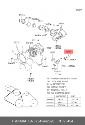 Патрубок HYUNDAI Porter,H-100 системы охлаждения OE 2545442520 HYUNDAI KIA