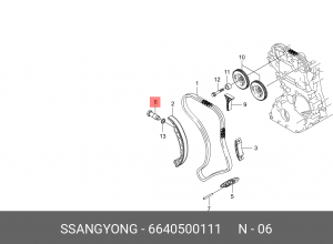 Натяжитель цепи SSANGYONG Actyon (06-),Kyron (05-),Actyon Sports (06-),Rexton (0 6640500111 SSANG YONG