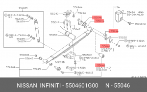 Втулка 55046-01G00 55046-01G00 NISSAN