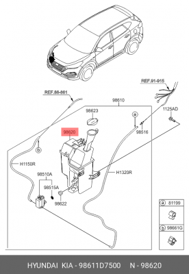 Бачок стеклоомывателя 98611D7500 HYUNDAI KIA