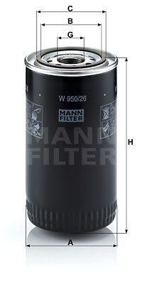 Фильтр масляный КАМАЗ,ПАЗ (дв.CUMMINS ISBe 185,210,300) (аналог WK 950/26) MANN W 950/26 MANN FILTER