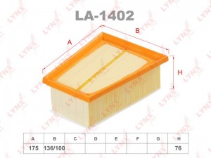 Фильтр воздушный подходит для LADA Largus 1.6 16V 12 / Clio II 1.4/1.6 16V 99  / LA-1402 LYNXAUTO