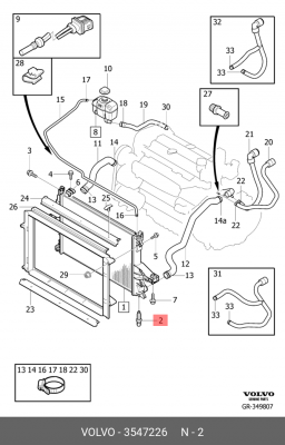 Кран VOLVO S60,S70 радиатора сливной OE 3547226 VOLVO