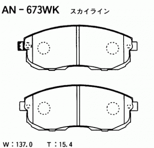 Колодки тормозные дисковые передние NISSAN TEANA J31, MAXIMA A33, SUZUKI SX4 AN- AN673WK AKEBONO