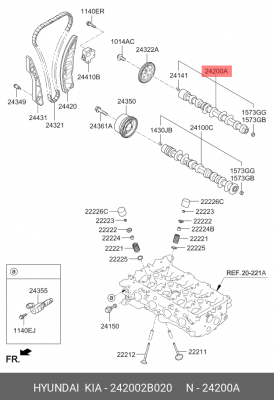 Вал распределительный HYUNDAI Elantra (06-) (1.6) KIA Cerato (06-) (1.6) выпускн 242002B020 HYUNDAI KIA
